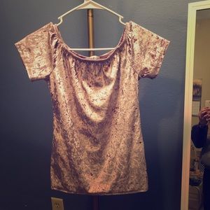 Off the shoulder velvet shirt